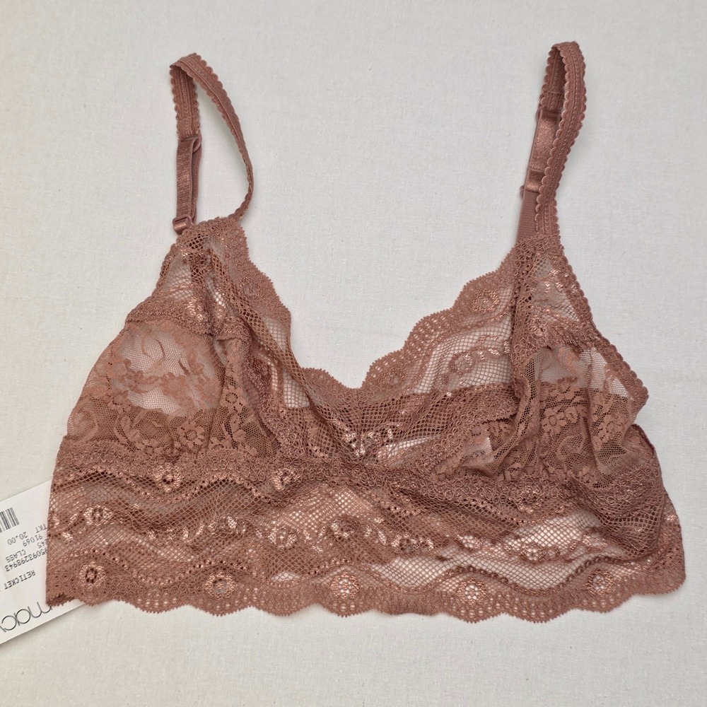 b.tempt'd by Wacoal Women Lace Bralette Mauve Small Floral Wireless Longline NWT